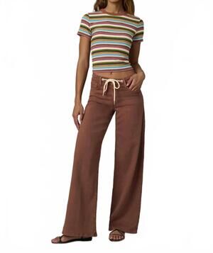 NEW JOE'S JEANS lou lou low rise wide leg jean with tie in chocolate